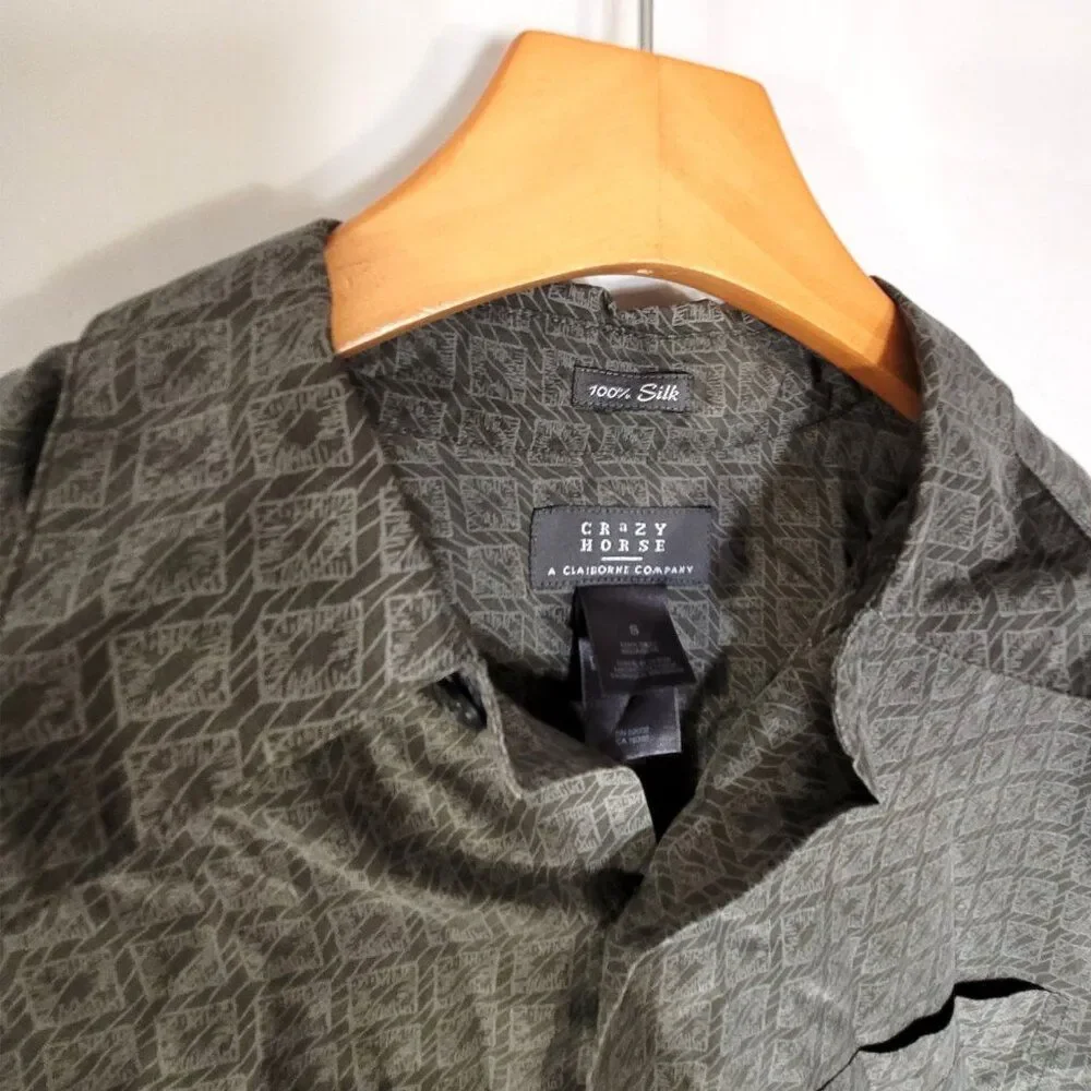 Men's 100% Silk Size L Short Sleeve Top Button-Up Shirt SDK368 - Picture 3 of 3
